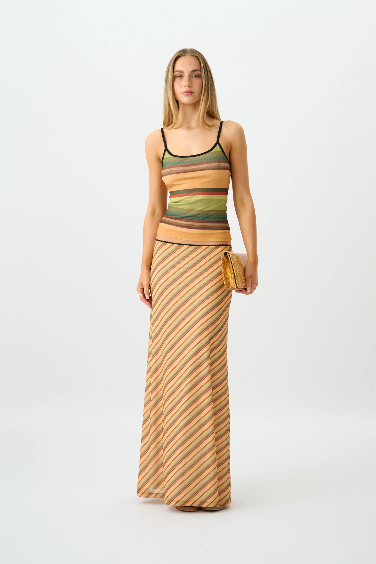 With Harper Lu Mesh Gold Stripe Set