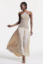 Innovare Denim - Cadwalader Lace Floral Ruch Maxi Dress
