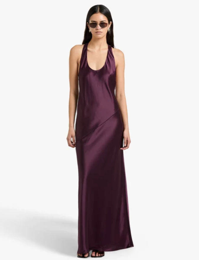 Shona Joy Savanna Racer Maxi Dress in Plum