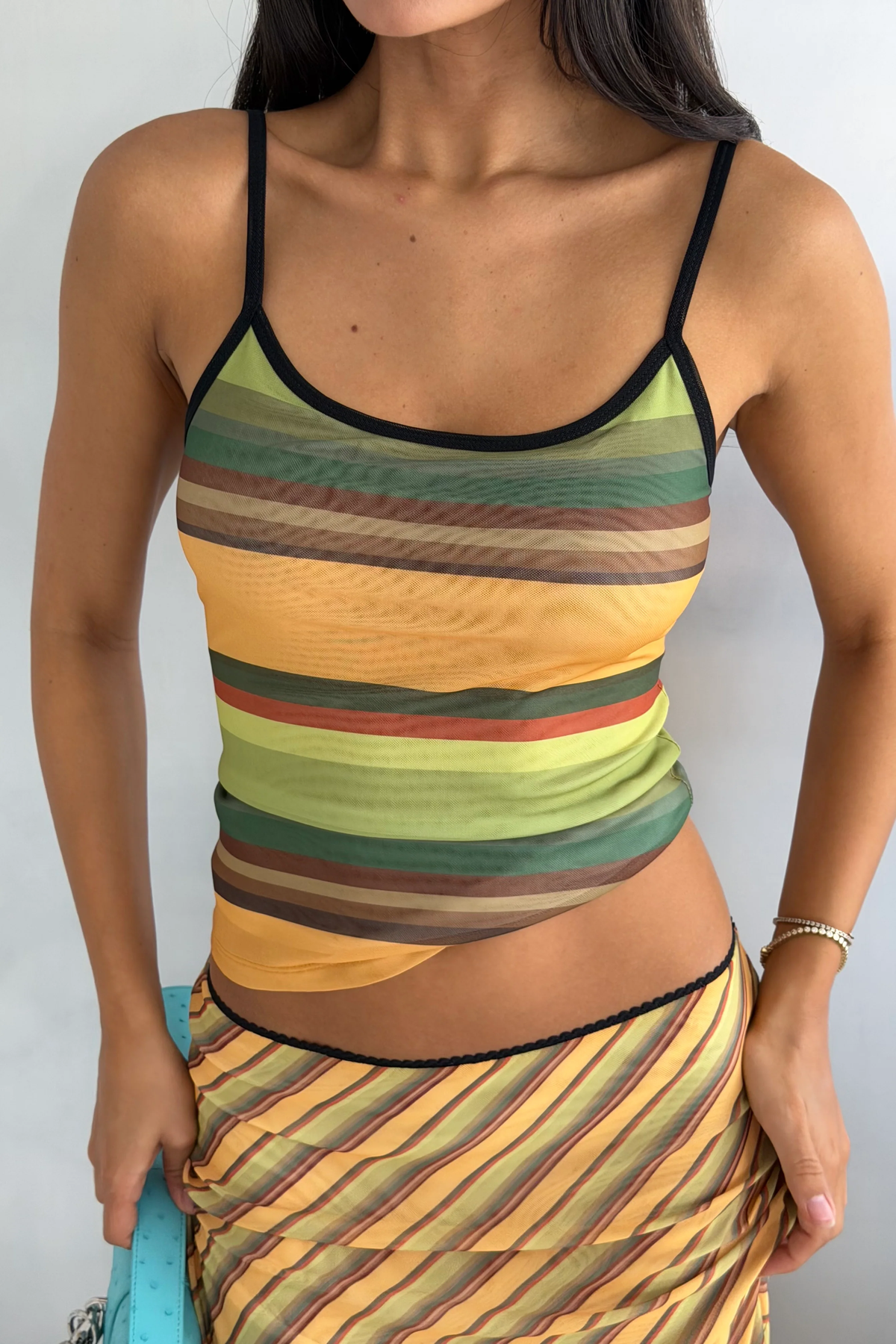 With Harper Lu Mesh Gold Stripe Set