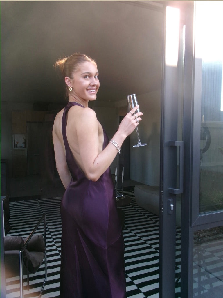 Shona Joy Savanna Racer Maxi Dress in Plum