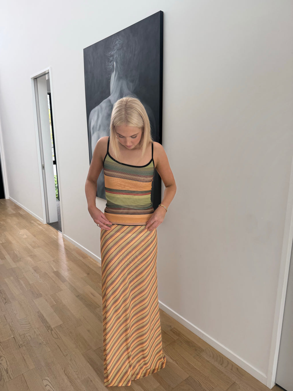 With Harper Lu Mesh Gold Stripe Set