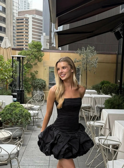 AJE Violette Bubble Hem Mini Dress - Black