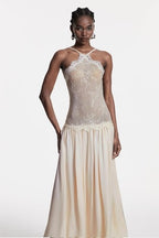Innovare Denim - Cadwalader Lace Floral Ruch Maxi Dress