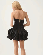 Violette Bubble Hem Mini Dress - Black