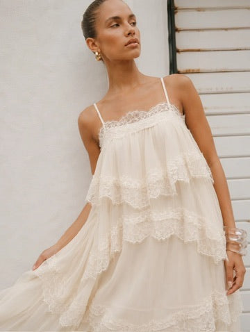 Curated Row - Joyce Lace Tiered Maxi Dress