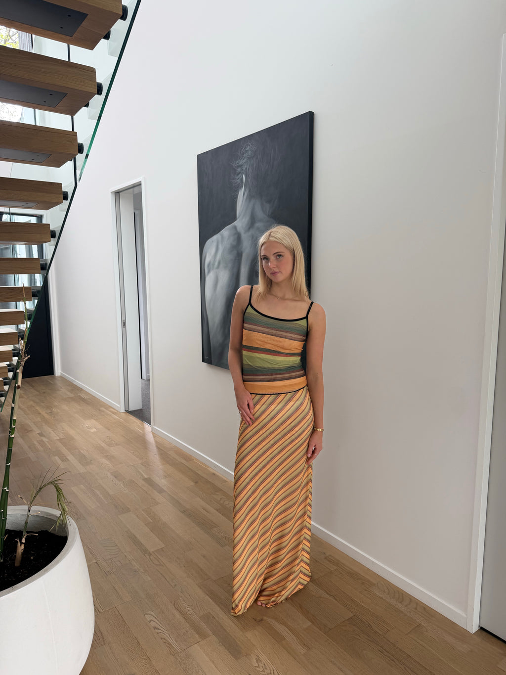 With Harper Lu Mesh Gold Stripe Set