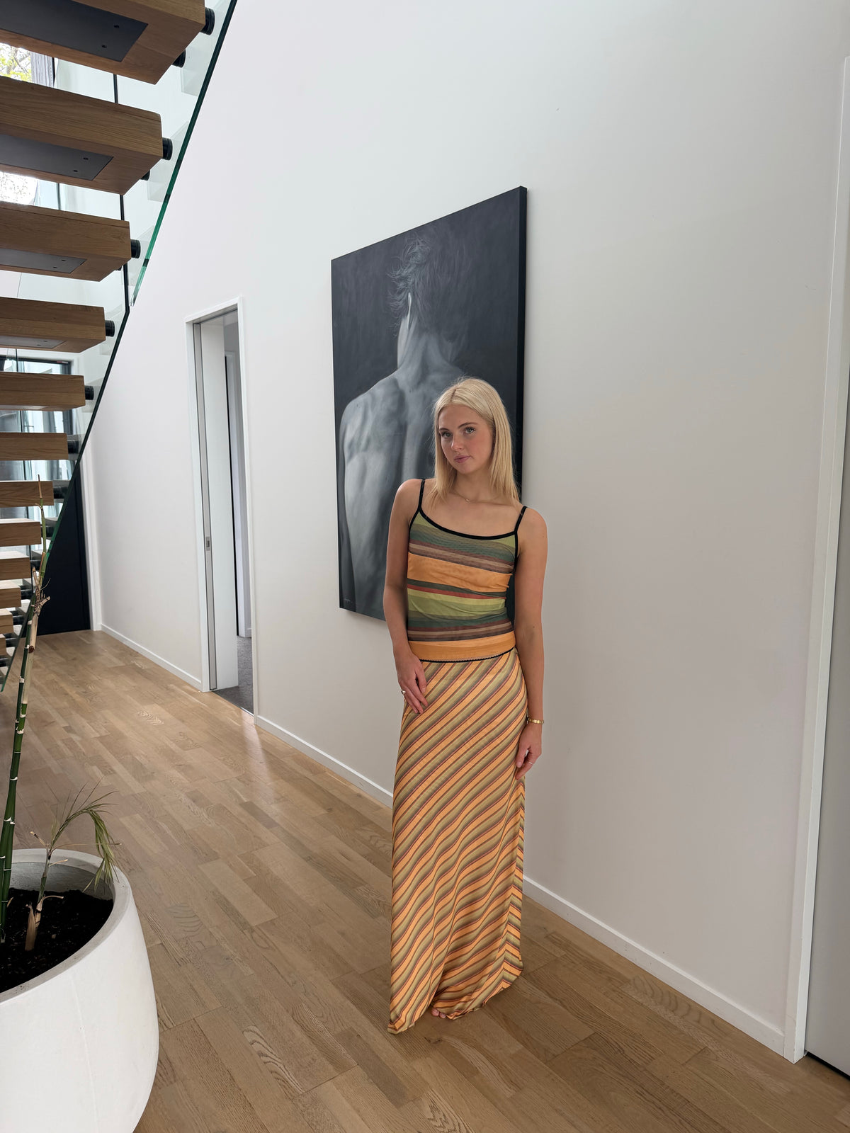 With Harper Lu Mesh Gold Stripe Set