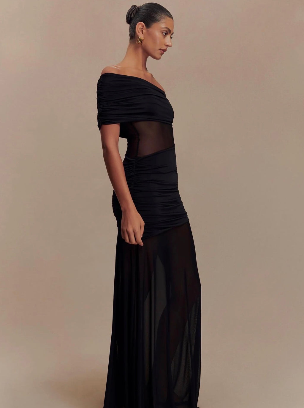 Dallas One Shoulder Mesh Maxi Dress