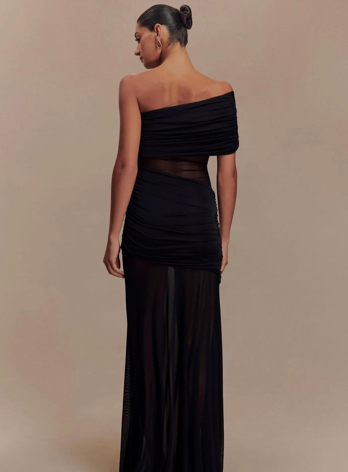 Dallas One Shoulder Mesh Maxi Dress