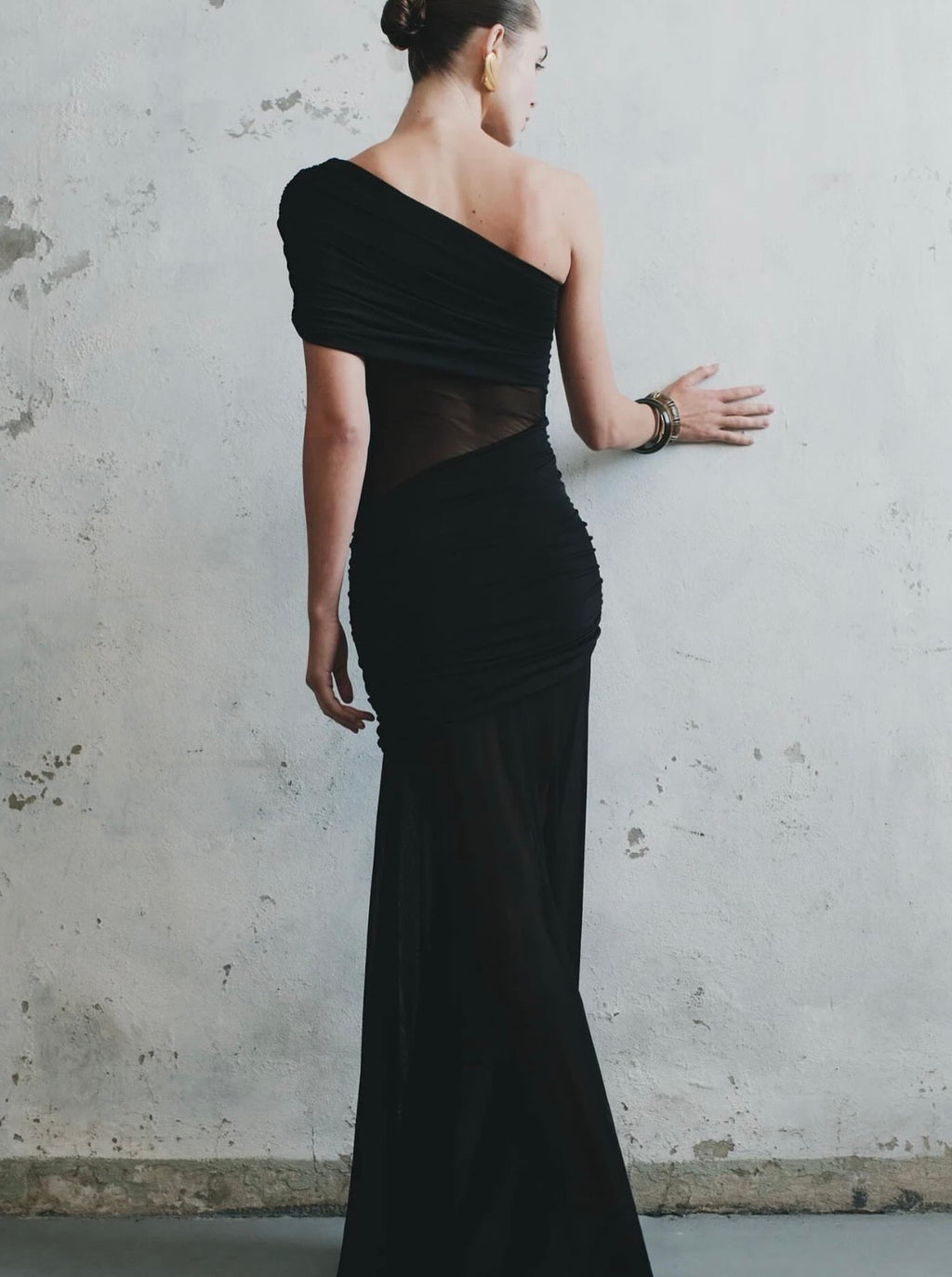 Dallas One Shoulder Mesh Maxi Dress