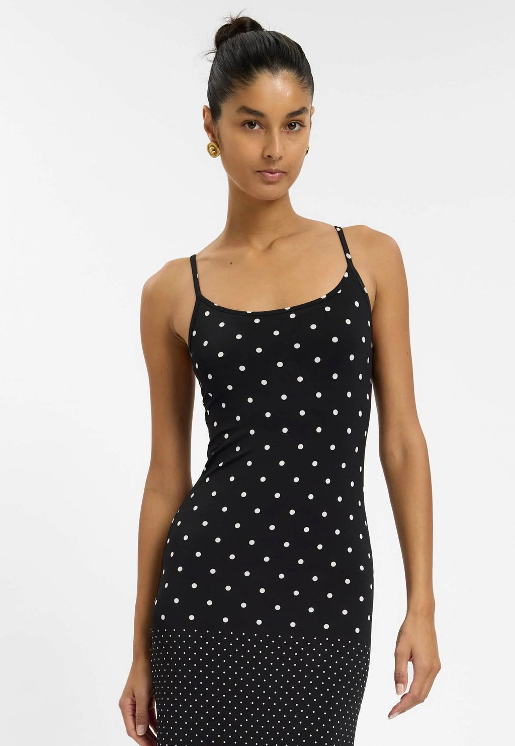 With Harper Lu Slip Dress in Black Polka