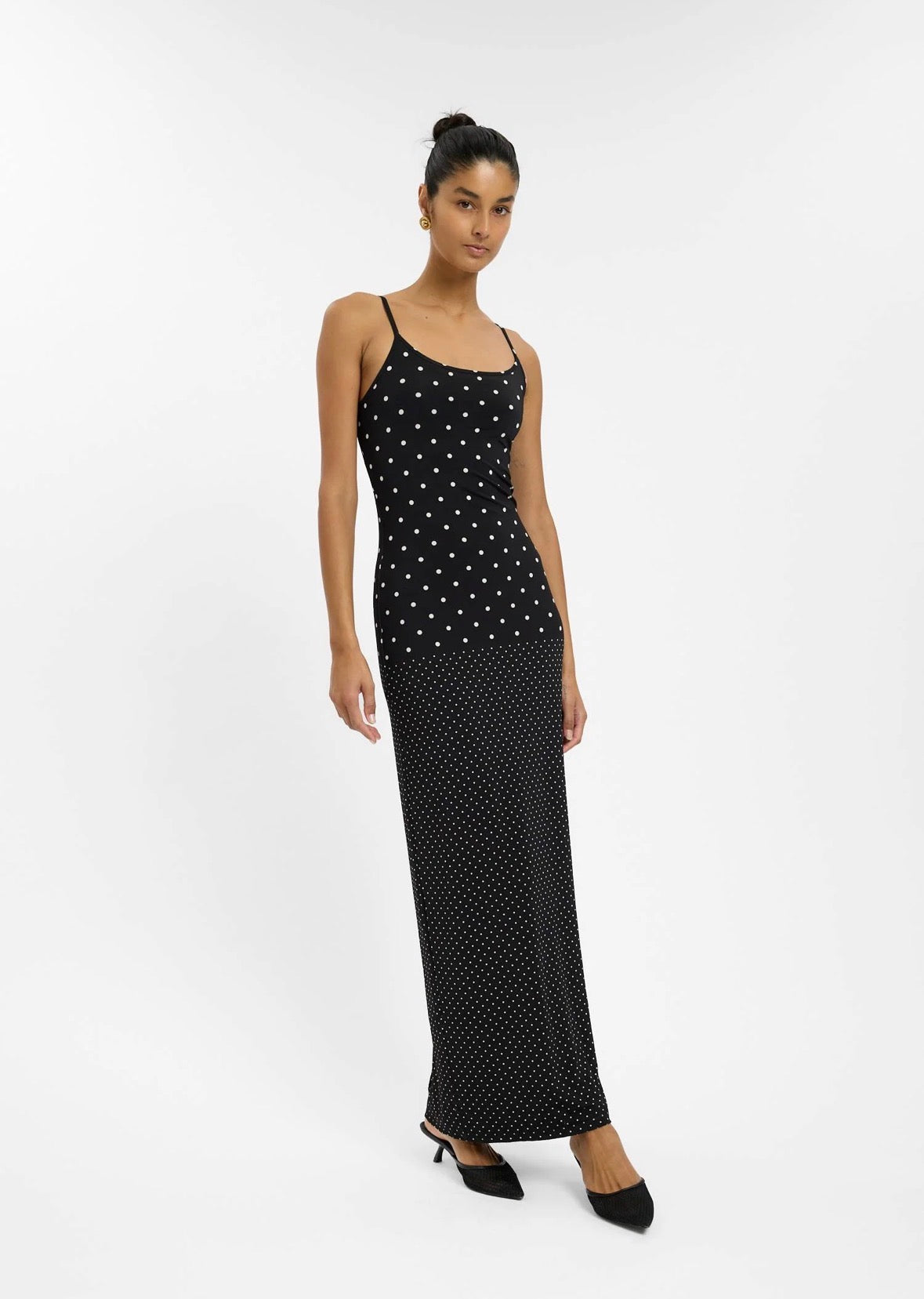 With Harper Lu Slip Dress in Black Polka