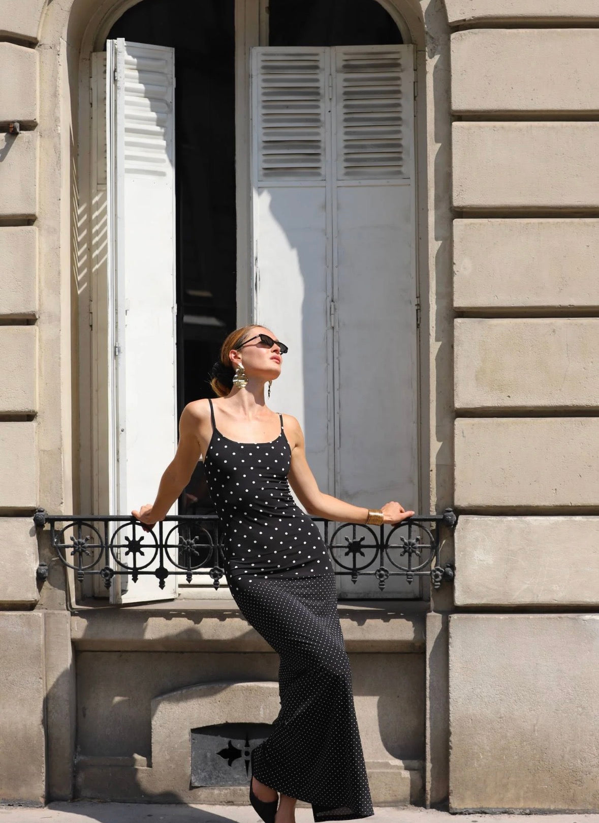 With Harper Lu Slip Dress in Black Polka