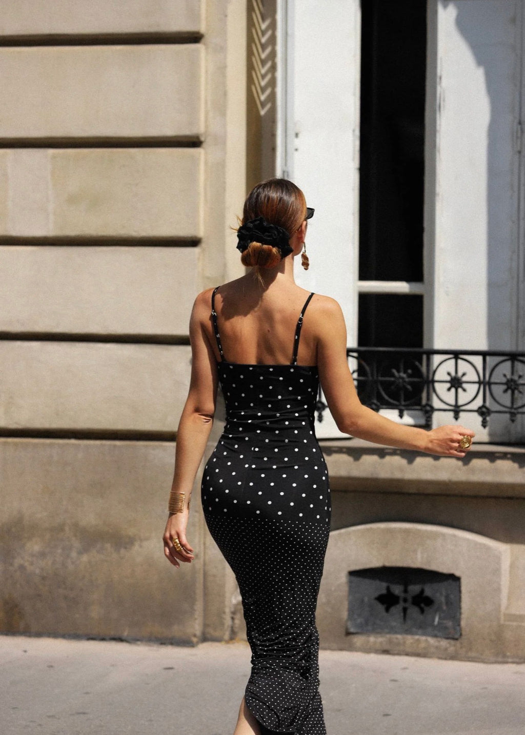 With Harper Lu Slip Dress in Black Polka