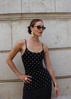 With Harper Lu Slip Dress in Black Polka
