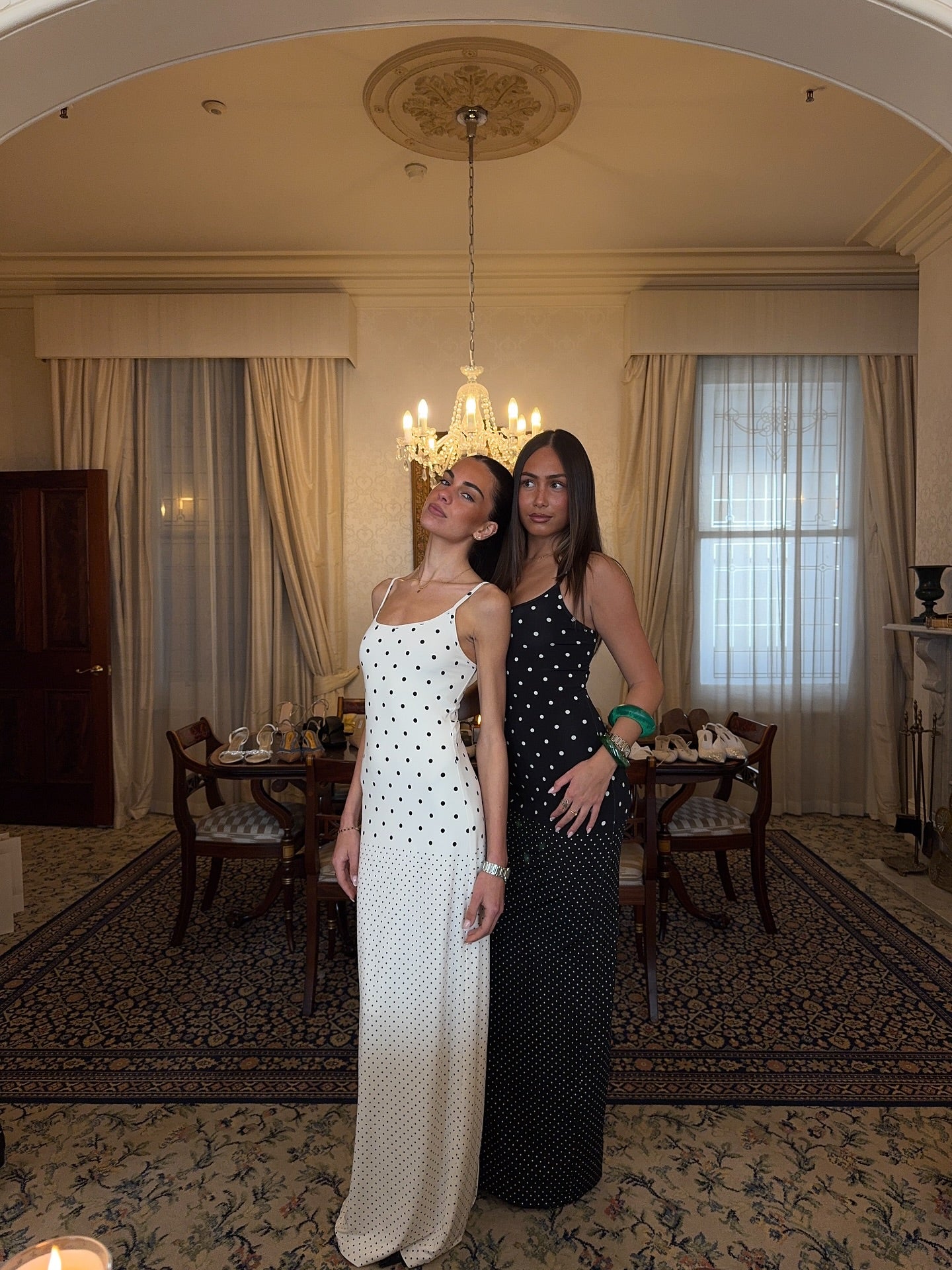 With Harper Lu Slip Dress in Black Polka