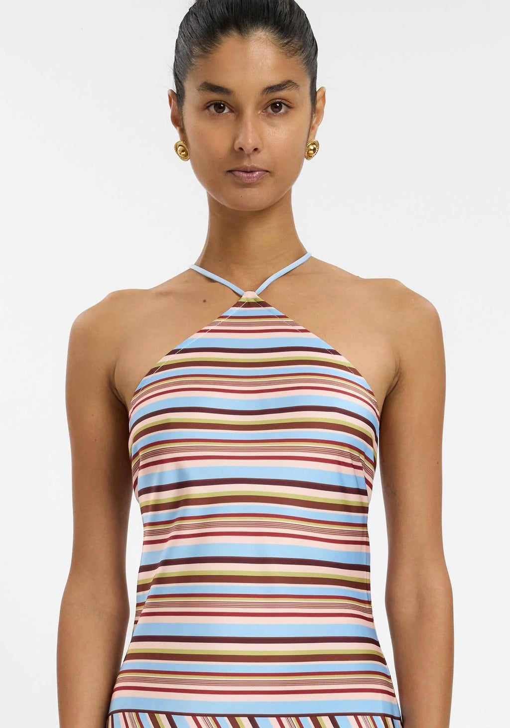 Halter Maxi Dress | Vintage Stripe