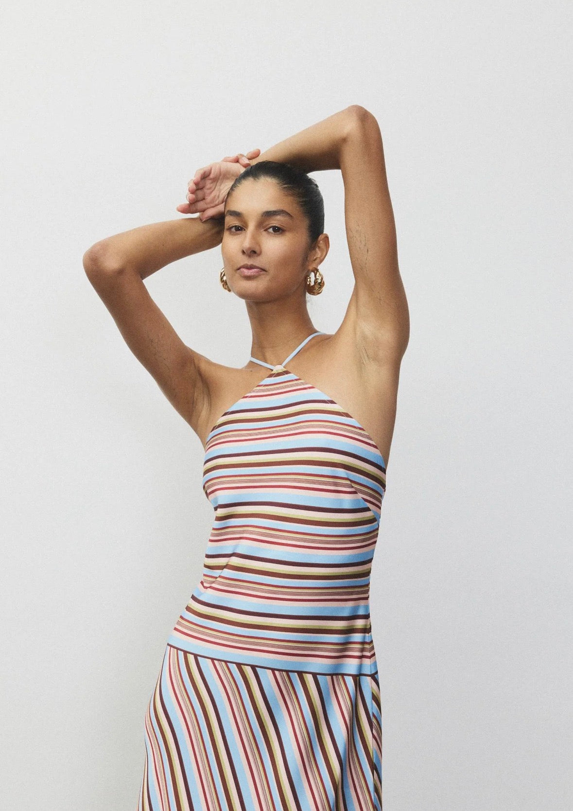Halter Maxi Dress | Vintage Stripe