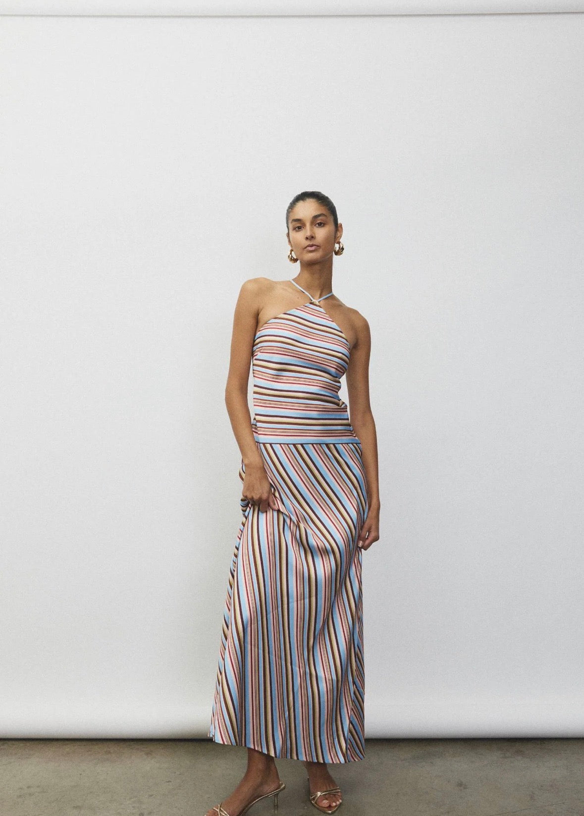 Halter Maxi Dress | Vintage Stripe
