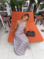 With Harper Lu Halter Maxi Dress Vintage Stripe
