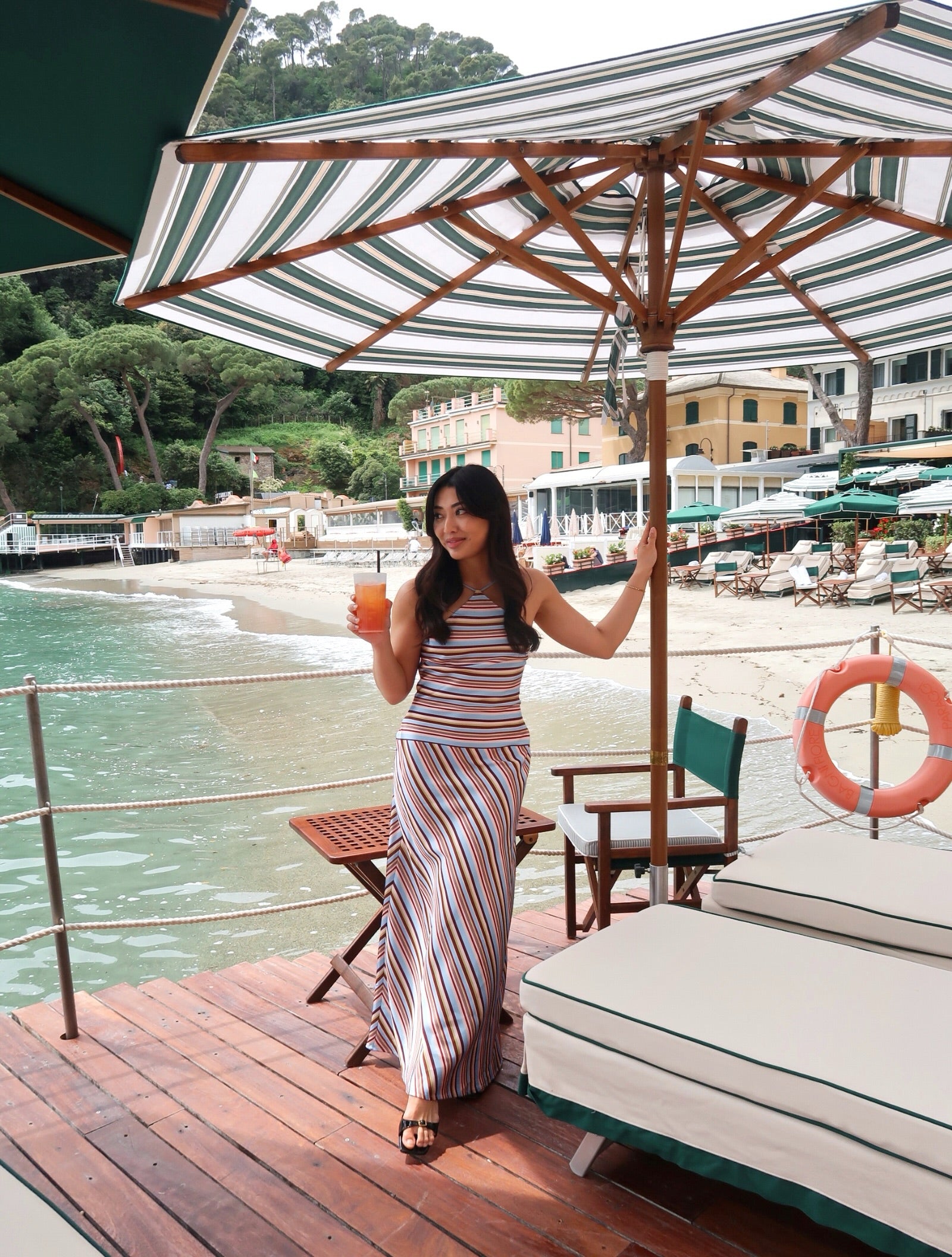 Halter Maxi Dress | Vintage Stripe